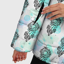 Куртка зимняя женская Ловцы снов на пастельном фоне, паттерн, цвет: 3D-светло-серый — фото 2