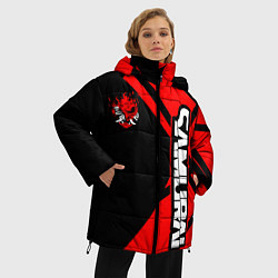 Куртка зимняя женская Cyberpunk 2077 - Надпись Samurai, цвет: 3D-светло-серый — фото 2
