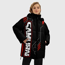 Куртка зимняя женская Samurai - Красный техно - Киберпанк, цвет: 3D-черный — фото 2