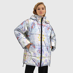 Куртка зимняя женская Рисунок чернилами осень среди людей, цвет: 3D-красный — фото 2