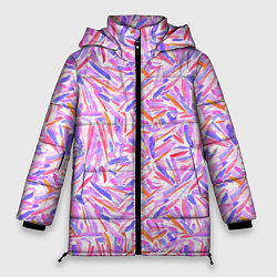 Куртка зимняя женская Лиловые колючки акварель, цвет: 3D-светло-серый