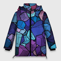 Куртка зимняя женская Цветные кубы, цвет: 3D-светло-серый