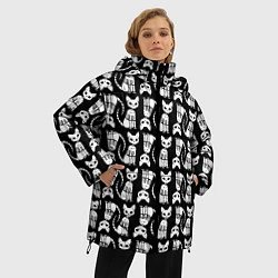 Куртка зимняя женская Скелет кошки - Halloween pattern, цвет: 3D-черный — фото 2