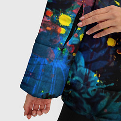 Куртка зимняя женская Разноцветные кляксы красов, цвет: 3D-красный — фото 2