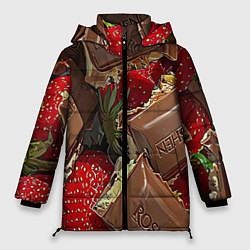 Куртка зимняя женская Клубника и шоколад Рошен, цвет: 3D-красный
