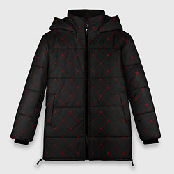 Куртка зимняя женская Красные плитки на черном фоне, цвет: 3D-красный
