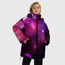 Куртка зимняя женская Фиолетовые неоновые блики, цвет: 3D-красный — фото 2