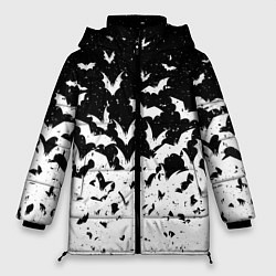 Куртка зимняя женская Black and white bat pattern, цвет: 3D-черный