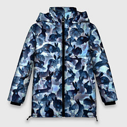 Куртка зимняя женская Новогдние кролики, цвет: 3D-черный