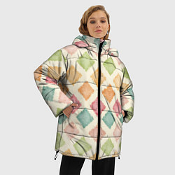 Куртка зимняя женская Узор из квадратиков, цвет: 3D-светло-серый — фото 2
