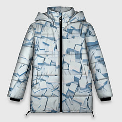 Куртка зимняя женская Множество белых кубов в абстракции, цвет: 3D-красный
