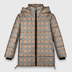 Куртка зимняя женская Голубые и бежевые квадраты, цвет: 3D-светло-серый