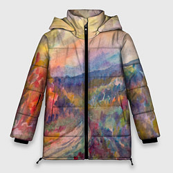 Куртка зимняя женская Осенний пейзаж акварель, цвет: 3D-светло-серый