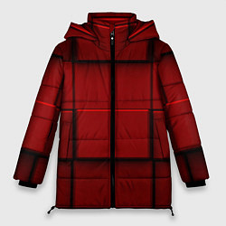 Куртка зимняя женская Абстрактная красные кубики-стена, цвет: 3D-красный