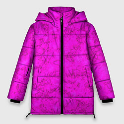 Куртка зимняя женская Розовый яркий неоновый узор с мраморной текстурой, цвет: 3D-светло-серый