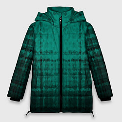 Куртка зимняя женская Мозаичный узор в черно -зеленых тонах, цвет: 3D-светло-серый