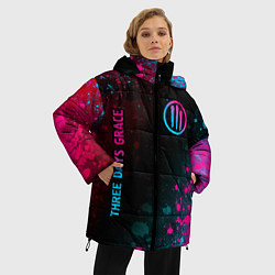 Куртка зимняя женская Three Days Grace - neon gradient: надпись, символ, цвет: 3D-черный — фото 2