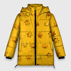 Куртка зимняя женская Цвета осени: листья клена, цвет: 3D-черный