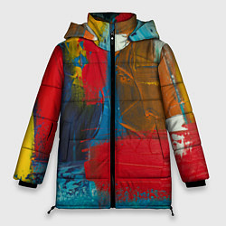 Куртка зимняя женская Разноцветные мазки краской, цвет: 3D-светло-серый