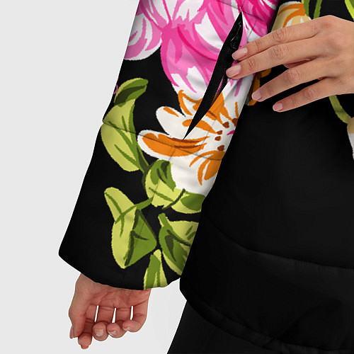 Женская зимняя куртка Букет цветов / 3D-Светло-серый – фото 5