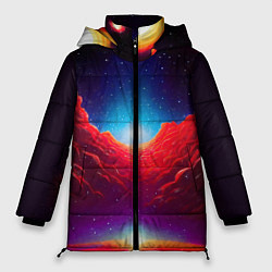 Куртка зимняя женская Красные облака туманности в космическом пространст, цвет: 3D-красный