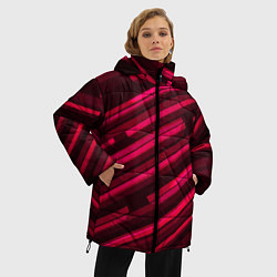 Куртка зимняя женская Красное на черном объемная диагональ, цвет: 3D-красный — фото 2