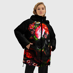 Куртка зимняя женская Череп Жостовская роспись, цвет: 3D-черный — фото 2