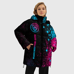 Куртка зимняя женская Manchester City - neon gradient: по-вертикали, цвет: 3D-черный — фото 2