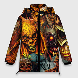 Куртка зимняя женская Монстры ужасные хэллоуинские, цвет: 3D-черный