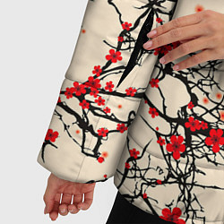 Куртка зимняя женская Sakura flowers, цвет: 3D-светло-серый — фото 2