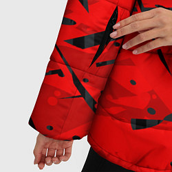 Куртка зимняя женская Красные брызги на черном фоне, цвет: 3D-красный — фото 2