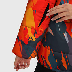 Куртка зимняя женская Оранжевые кляксы, цвет: 3D-светло-серый — фото 2