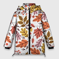 Куртка зимняя женская Осенний паттерн - листья, цвет: 3D-светло-серый