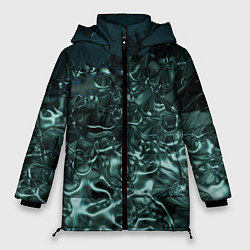 Куртка зимняя женская Абстрактный голубой жидкий металл, цвет: 3D-светло-серый