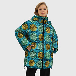 Куртка зимняя женская Фольга от шоколадной конфеты - текстура, цвет: 3D-светло-серый — фото 2