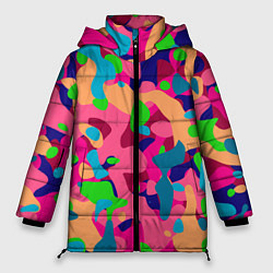 Куртка зимняя женская Абстракция в психоделических цветах, цвет: 3D-красный