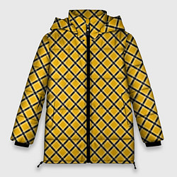 Куртка зимняя женская Черно-желтый клетчатый узор, цвет: 3D-светло-серый