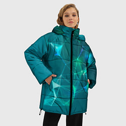 Куртка зимняя женская Геометрическая конструкция на бирюзовом фоне, цвет: 3D-черный — фото 2