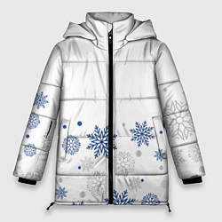 Куртка зимняя женская Новогодние Снежинки - Белый, цвет: 3D-светло-серый