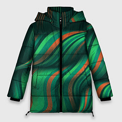 Куртка зимняя женская Абстрактные объёмные полосы, цвет: 3D-черный