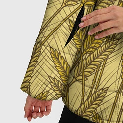 Куртка зимняя женская Винтажные колоски пшеницы, цвет: 3D-красный — фото 2