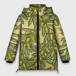 Куртка зимняя женская Винтажные ветви оливок, цвет: 3D-светло-серый