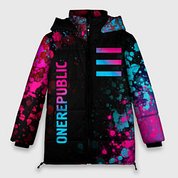 Куртка зимняя женская OneRepublic - neon gradient: надпись, символ, цвет: 3D-черный