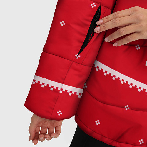 Женская зимняя куртка Новогодний крипер - Майнкрафт / 3D-Светло-серый – фото 5