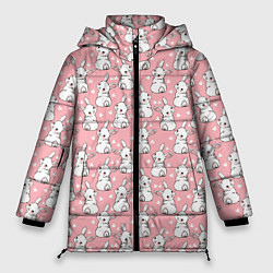 Куртка зимняя женская Зайчики паттерн, цвет: 3D-черный