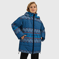 Куртка зимняя женская Вязанный стиль - сердечки, цвет: 3D-черный — фото 2