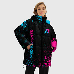 Куртка зимняя женская Need for Speed - neon gradient: надпись, символ, цвет: 3D-черный — фото 2