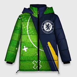 Куртка зимняя женская Chelsea football field, цвет: 3D-черный