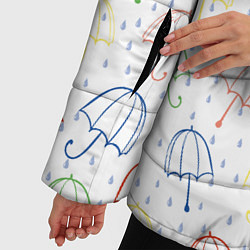 Куртка зимняя женская Цветные зонтики с каплями дождя, цвет: 3D-светло-серый — фото 2