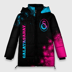 Куртка зимняя женская Galatasaray - neon gradient: надпись, символ, цвет: 3D-черный